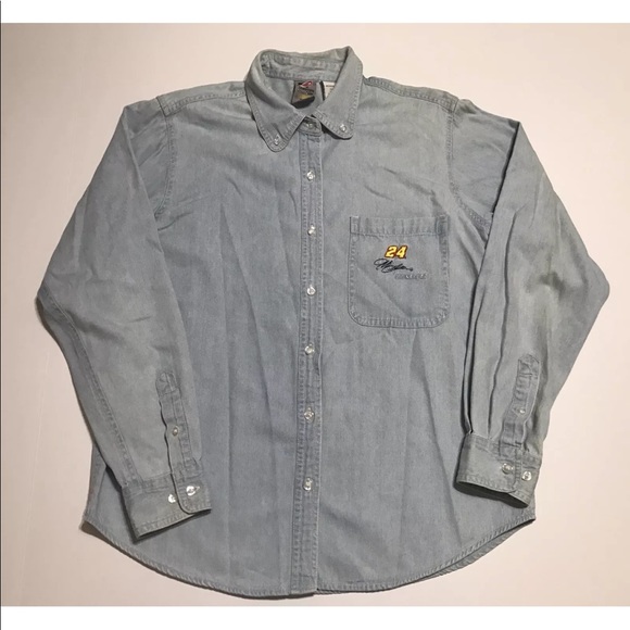 Vintage 90s Nascar Jeff Gordon Denim Button down - Picture 1 of 6